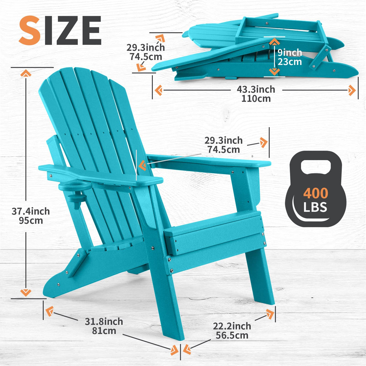 Oversized Folding Adirondack Chair Set of 2 Q68931