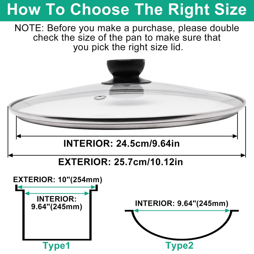 10 Inch Round Tempered Glass Pan Lid with Heat Resistant Handle I621689