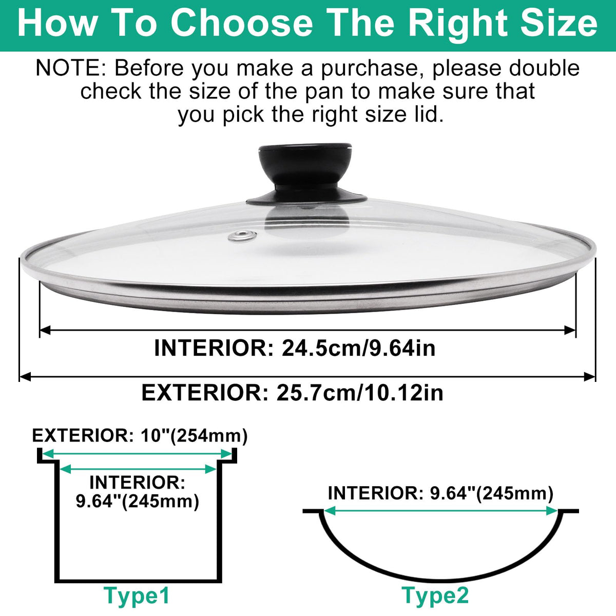 10 Inch Round Tempered Glass Pan Lid with Heat Resistant Handle I621689