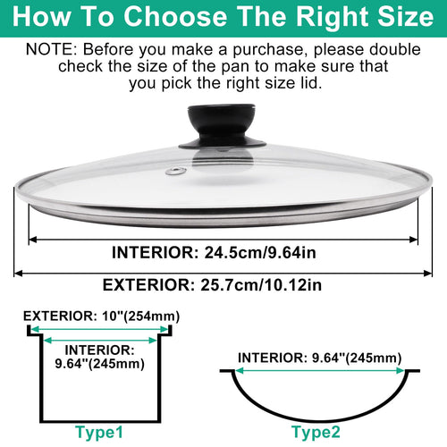 10 Inch Round Tempered Glass Pan Lid with Heat Resistant Handle I621689