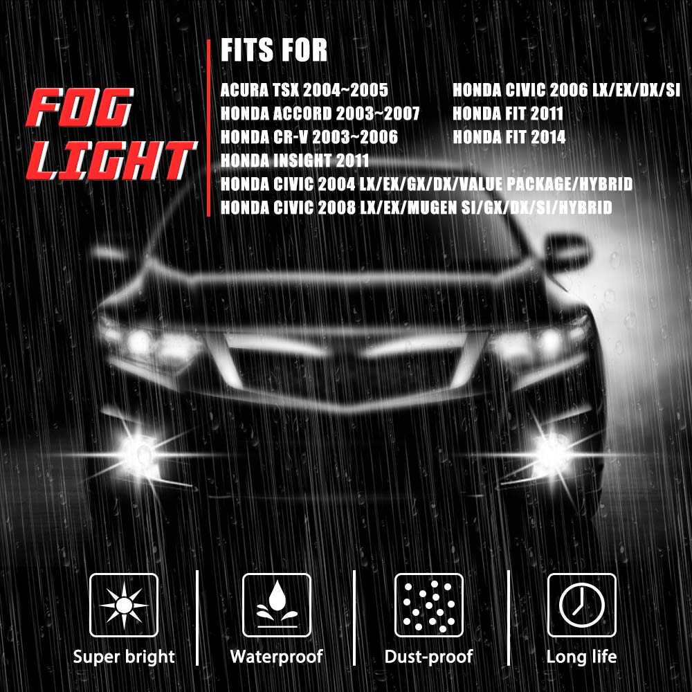 Driving Fog Lights Lamps Replacement with H11 12V 55W Halogen Bulbs & Wiring Harness Kit (Clear Lens) Z889946