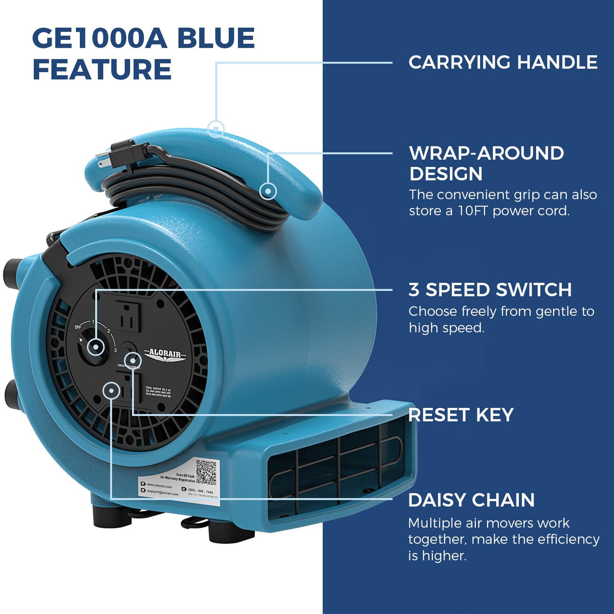 1000 CFM 3 Speed Air Mover Floor Fan R671