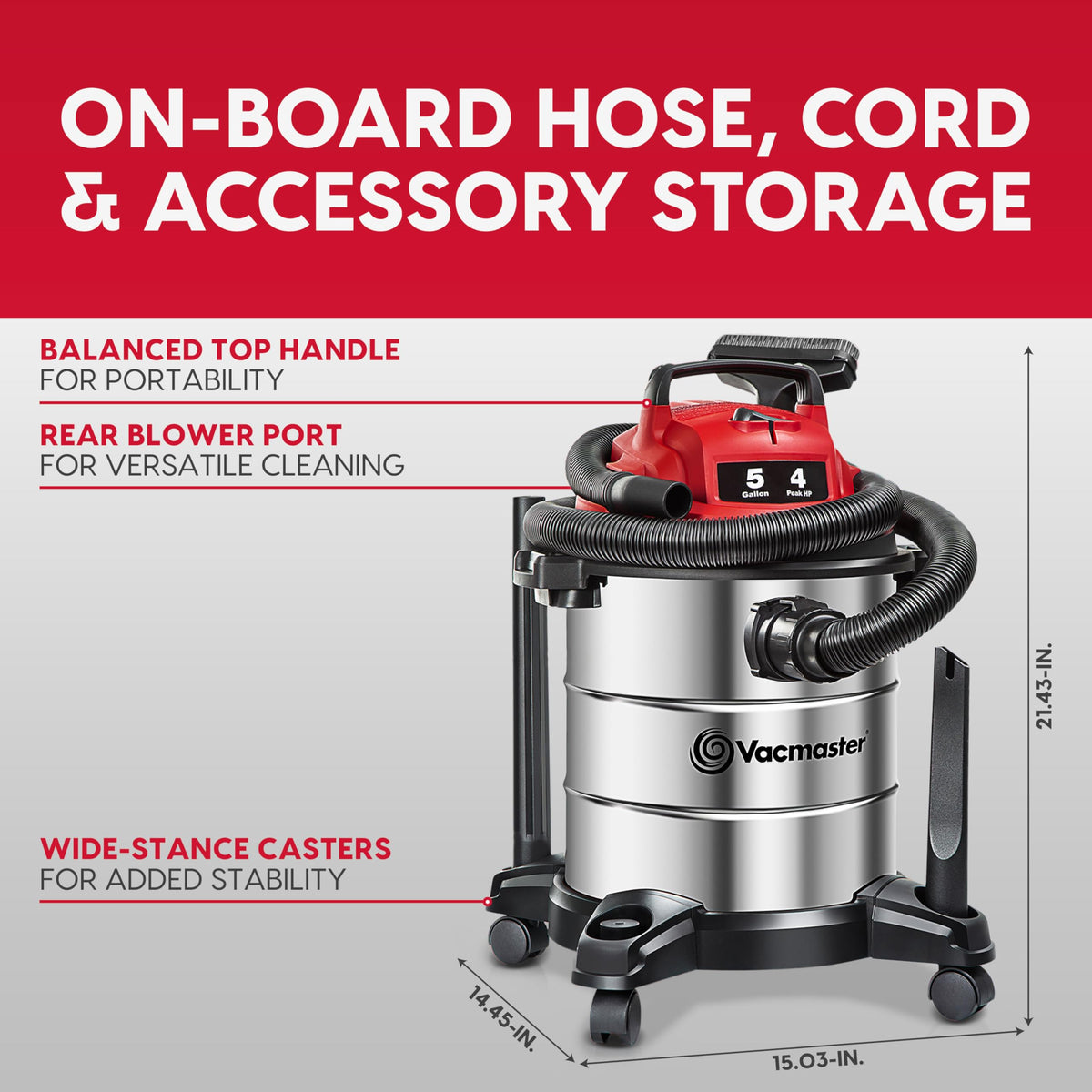 5-Gal Stainless Steel Wet/Dry Vac K831806