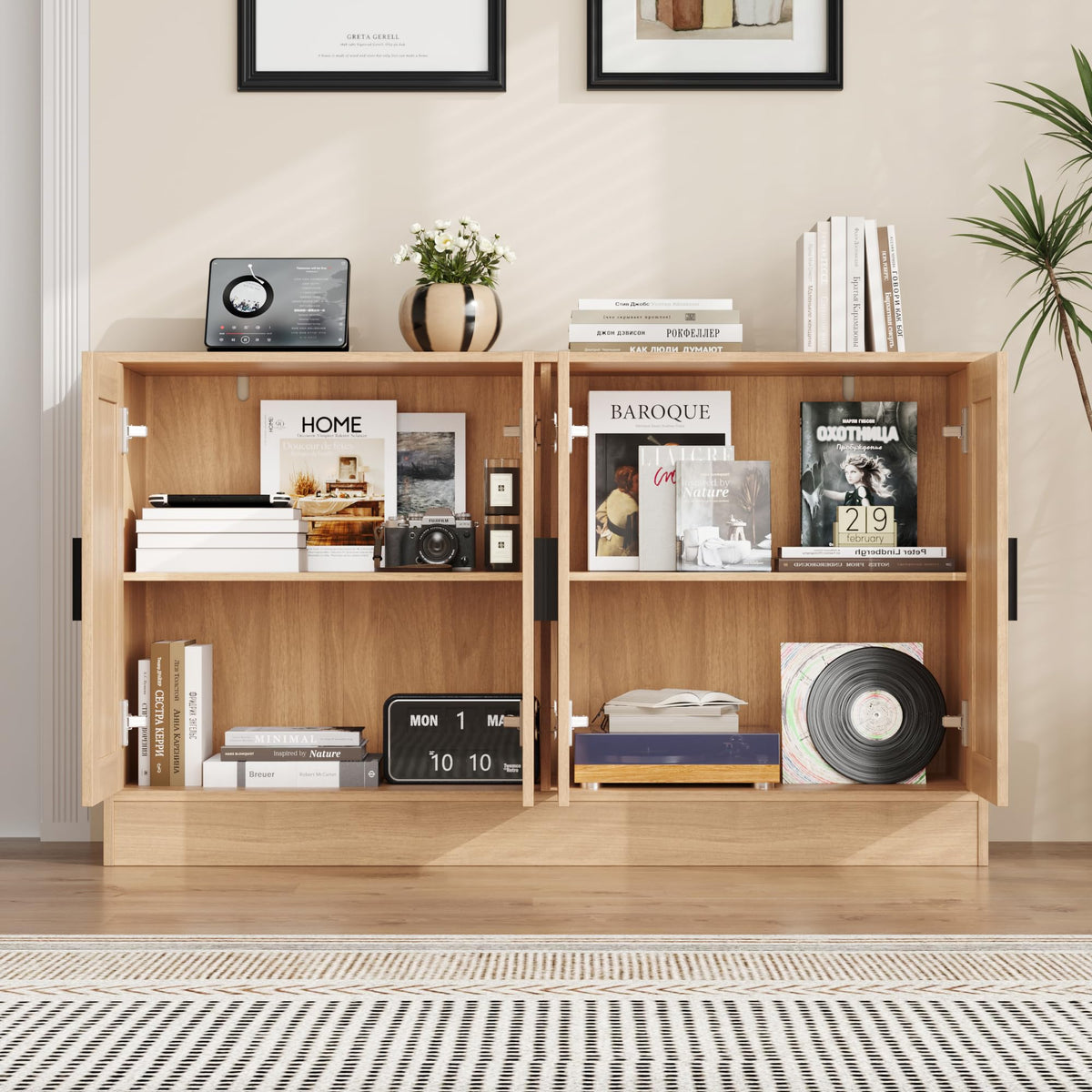53" Oak Buffet Cabinet with Storage H260957