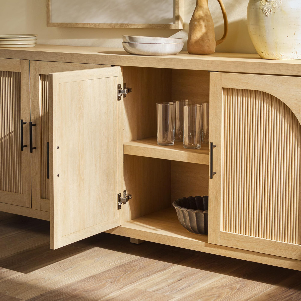 70 Inch Coastal Oak Sideboard Buffet D877125