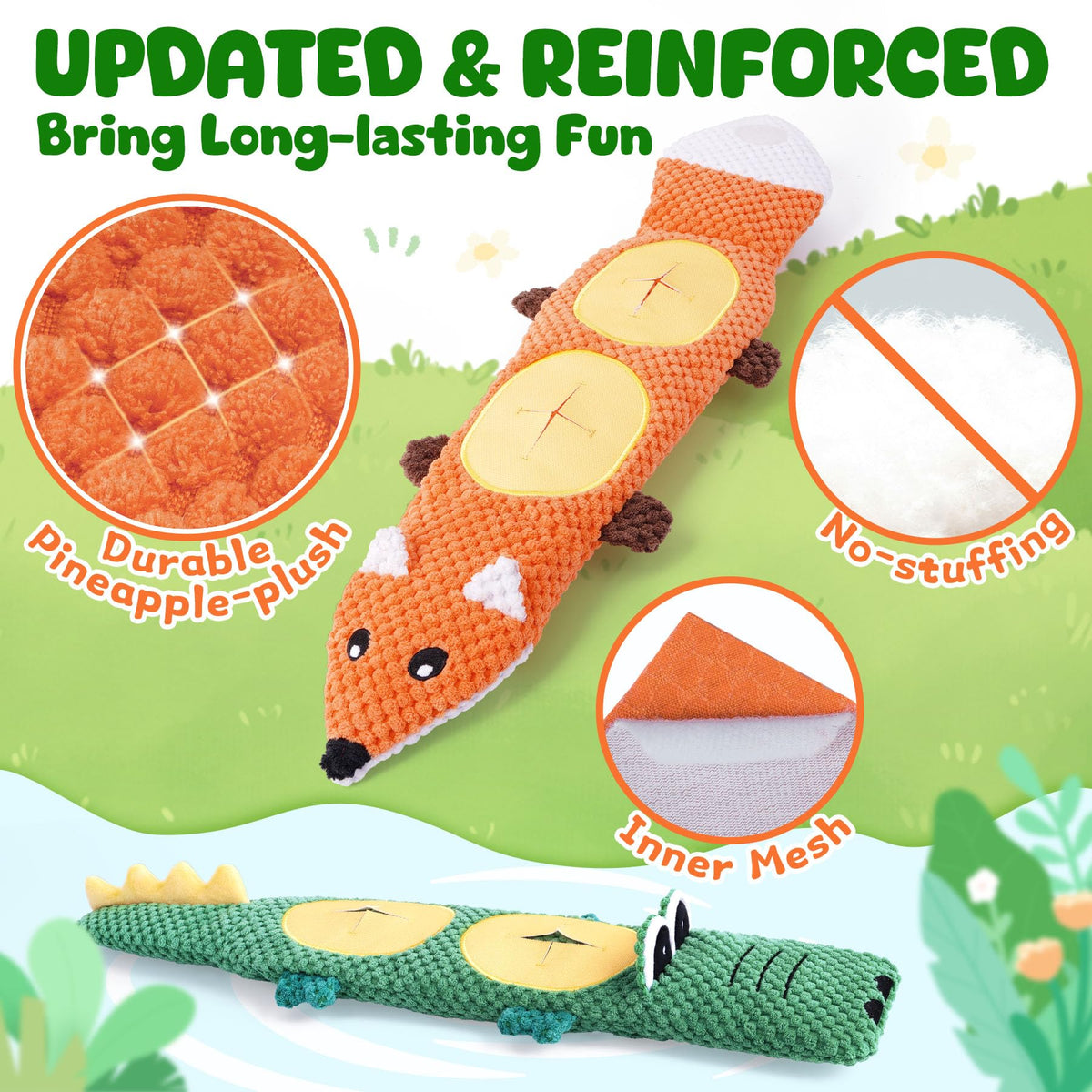 2 Pack No Stuffing Squeaky Dog Toys A154