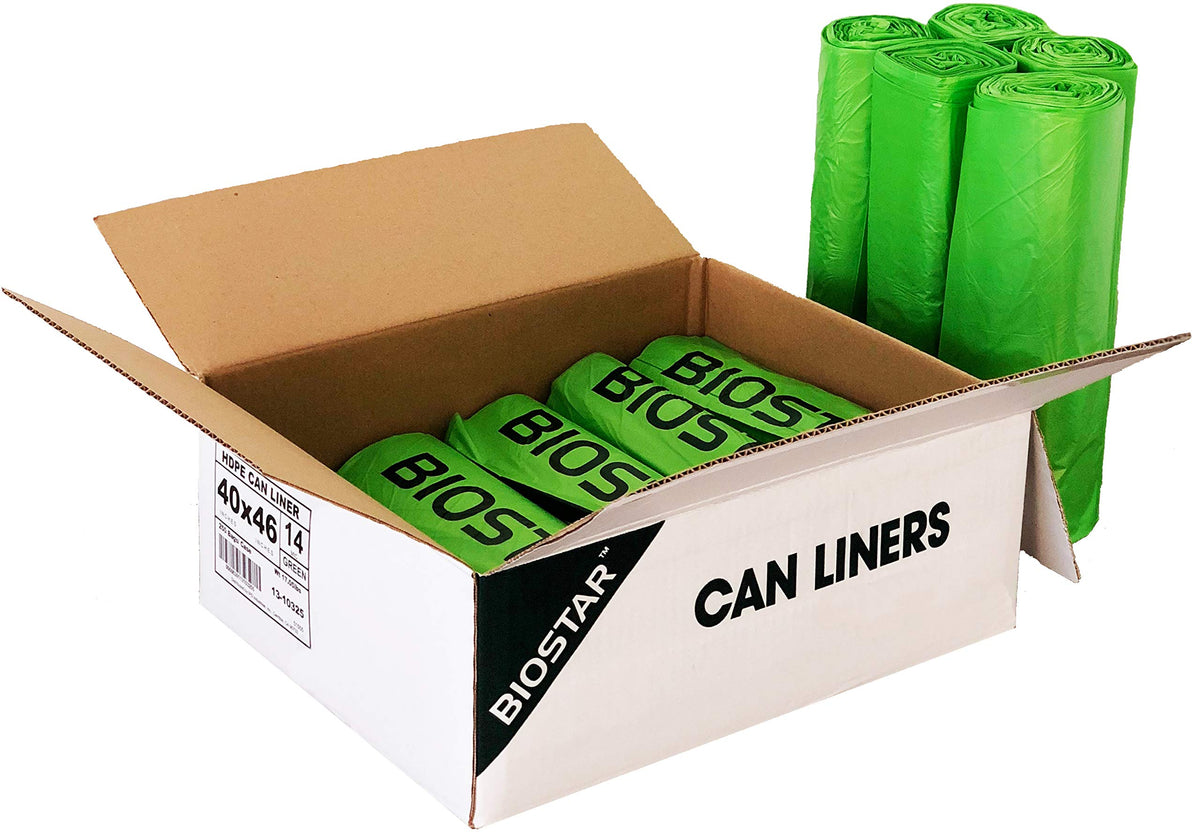 Biodegradable 40-45 Gallon Trash Bags 250 Count Green H293
