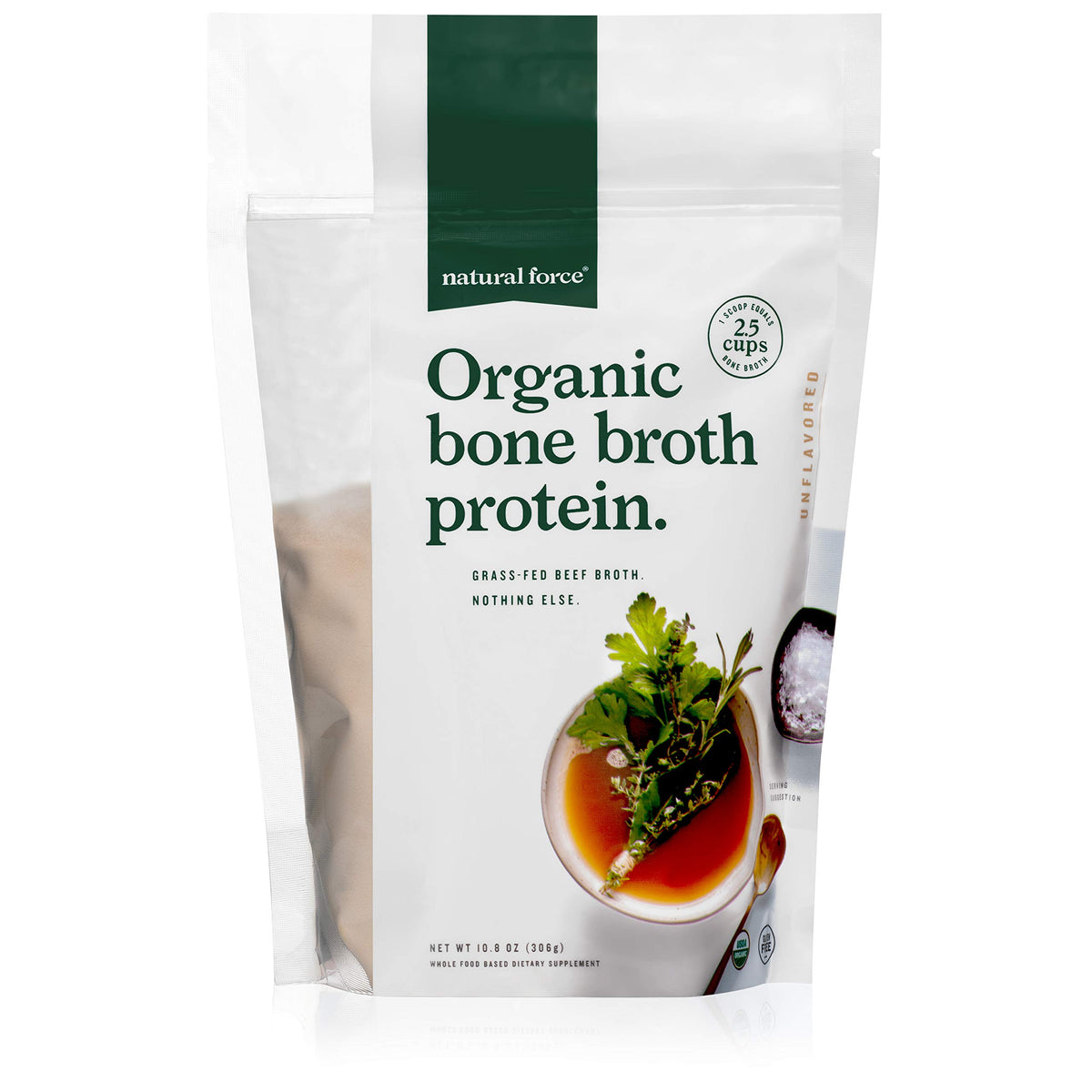Organic Grass-Fed Unflavored Bone Broth Protein Powder 10.8 oz P531