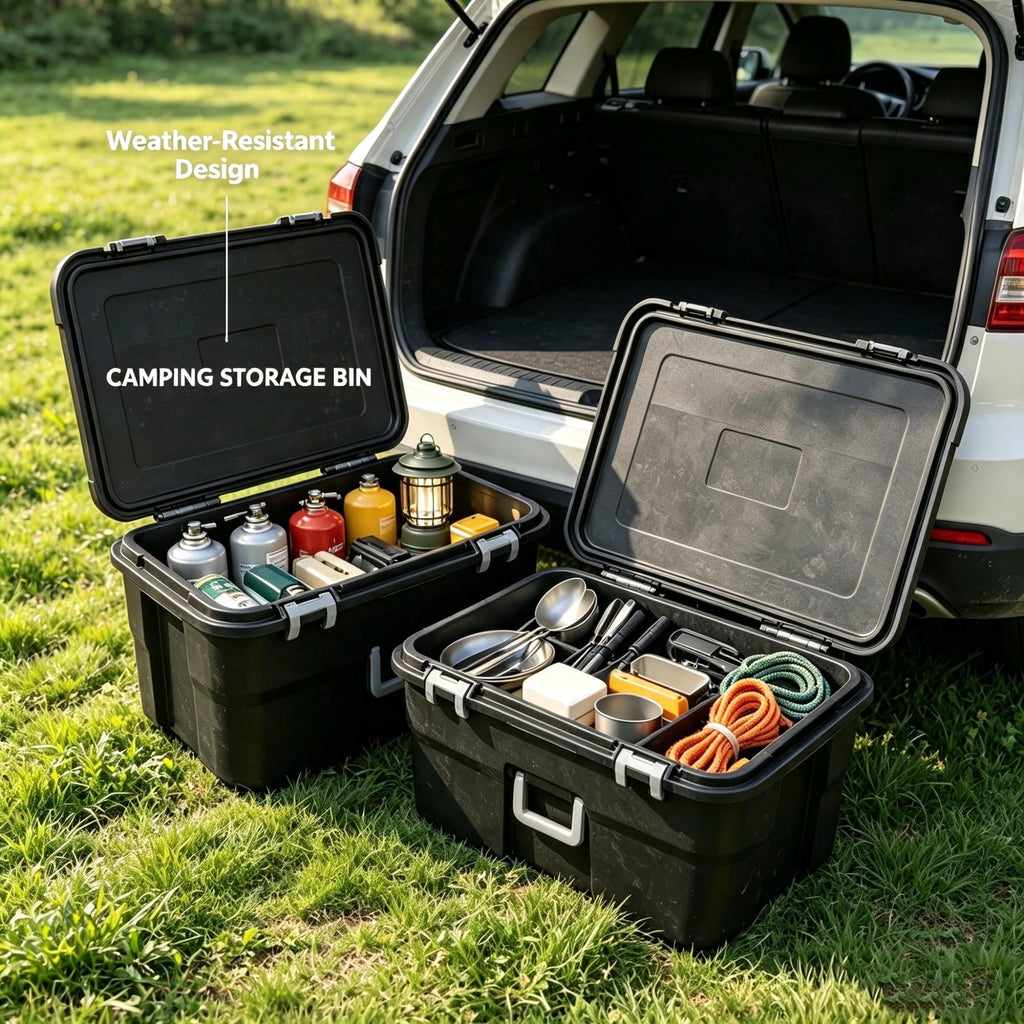 2 Pack 22 Gallon Black Wheeled Lockable Plastic Storage Trunk Q799