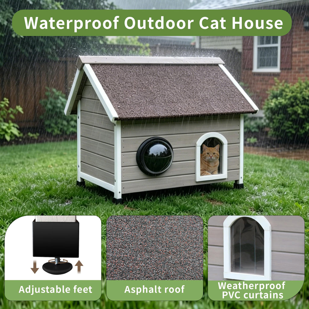 Wooden Elevated Outdoor Cat House H36572