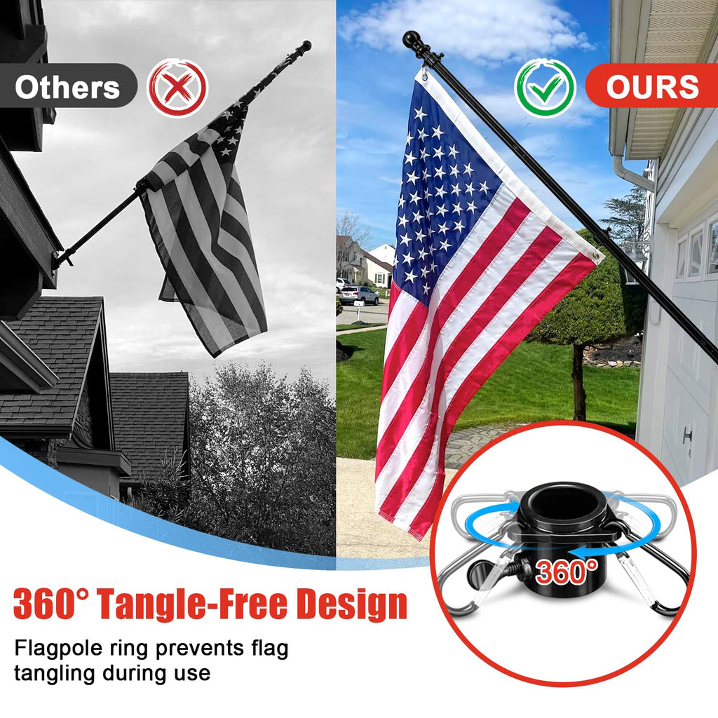 6FT Heavy Duty Tangle Free Flagpole Kit with 4x6FT Embroidered US Flag B152