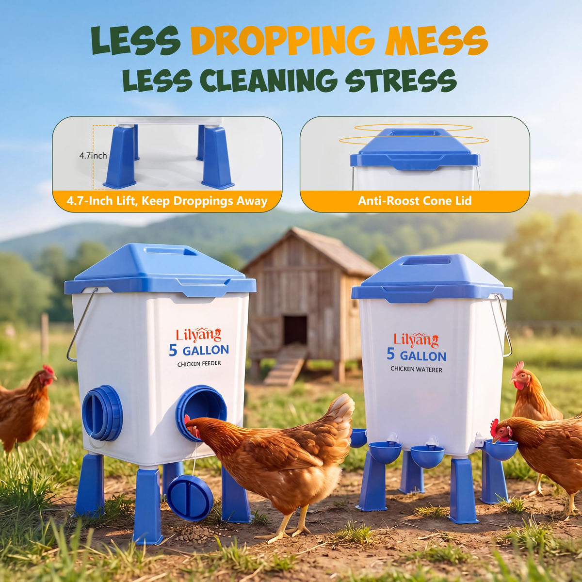 Chicken Feeder and Waterer Set 5 Gallon O402