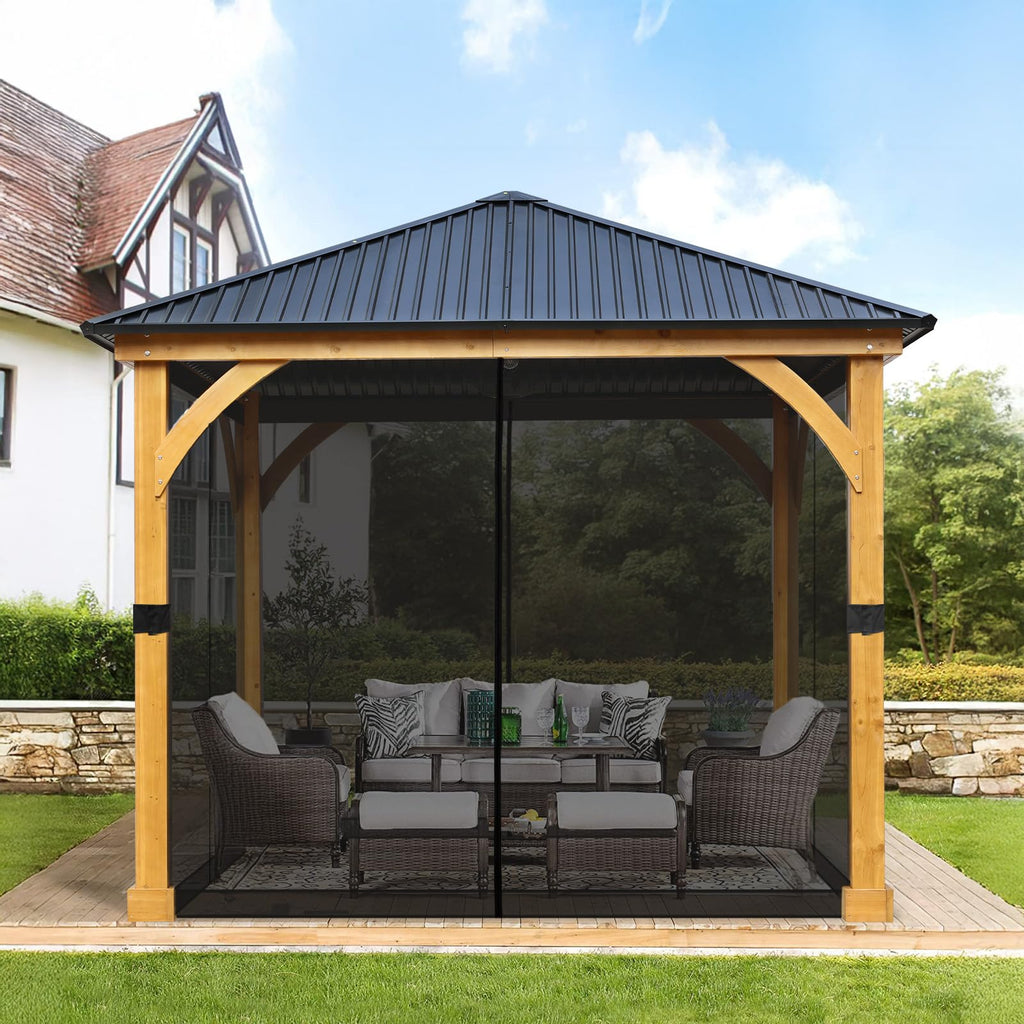 10' x 10' Black Gazebo Netting Screen Replacement X597329
