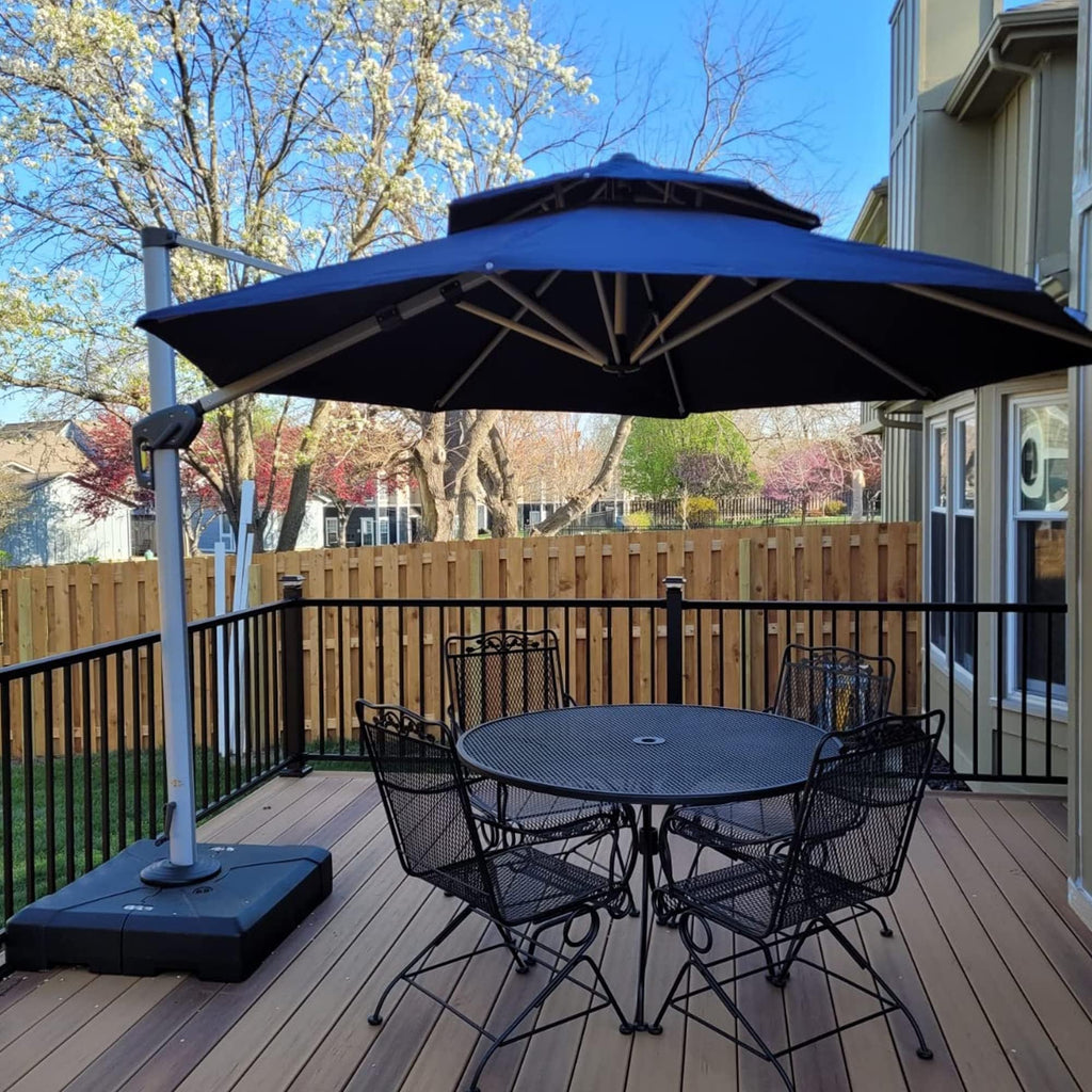 Navy Blue 10 FT Cantilever Patio Umbrella with Base J6986