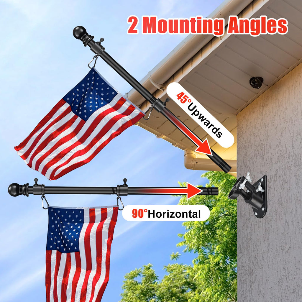 6FT Heavy Duty Tangle Free Flagpole Kit with 4x6FT Embroidered US Flag B152