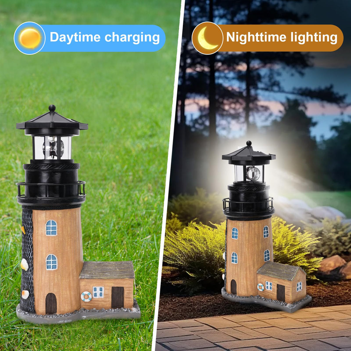 Solar Lighthouse with Rotating Beacon V948973