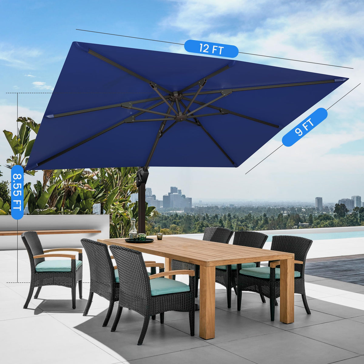 9' X 12' Rectangular Cantilever Patio Umbrella M792