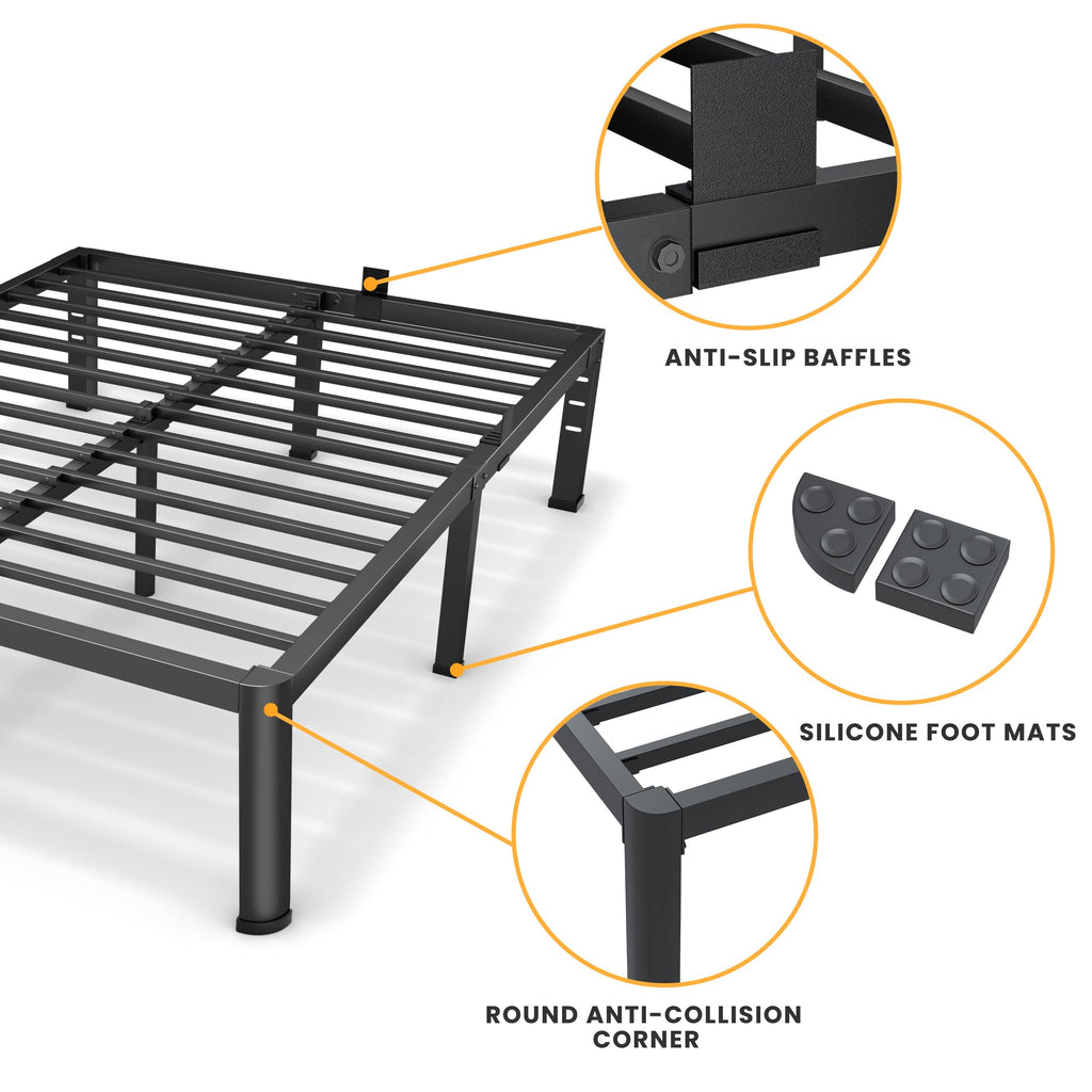 18 Inch Queen Size Metal Platform Bed Frame S3786