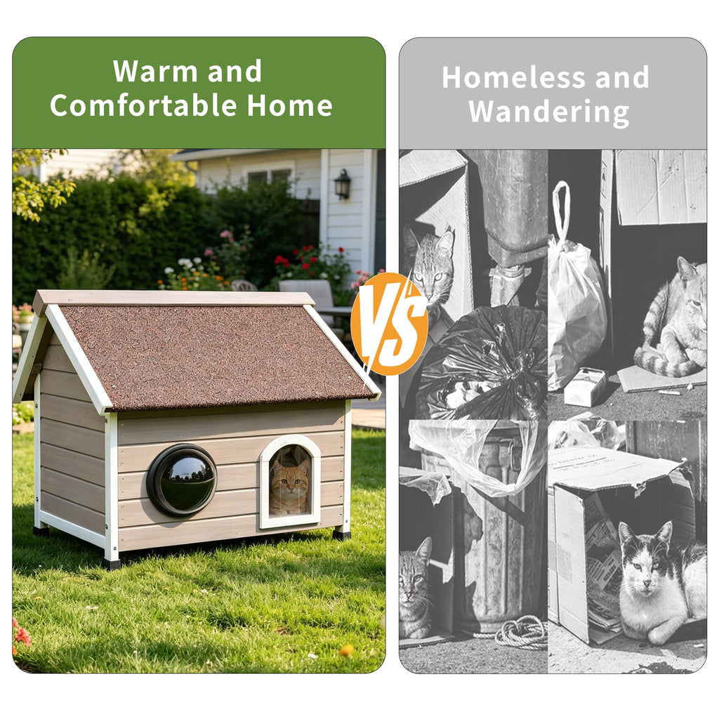 Wooden Elevated Outdoor Cat House H36572