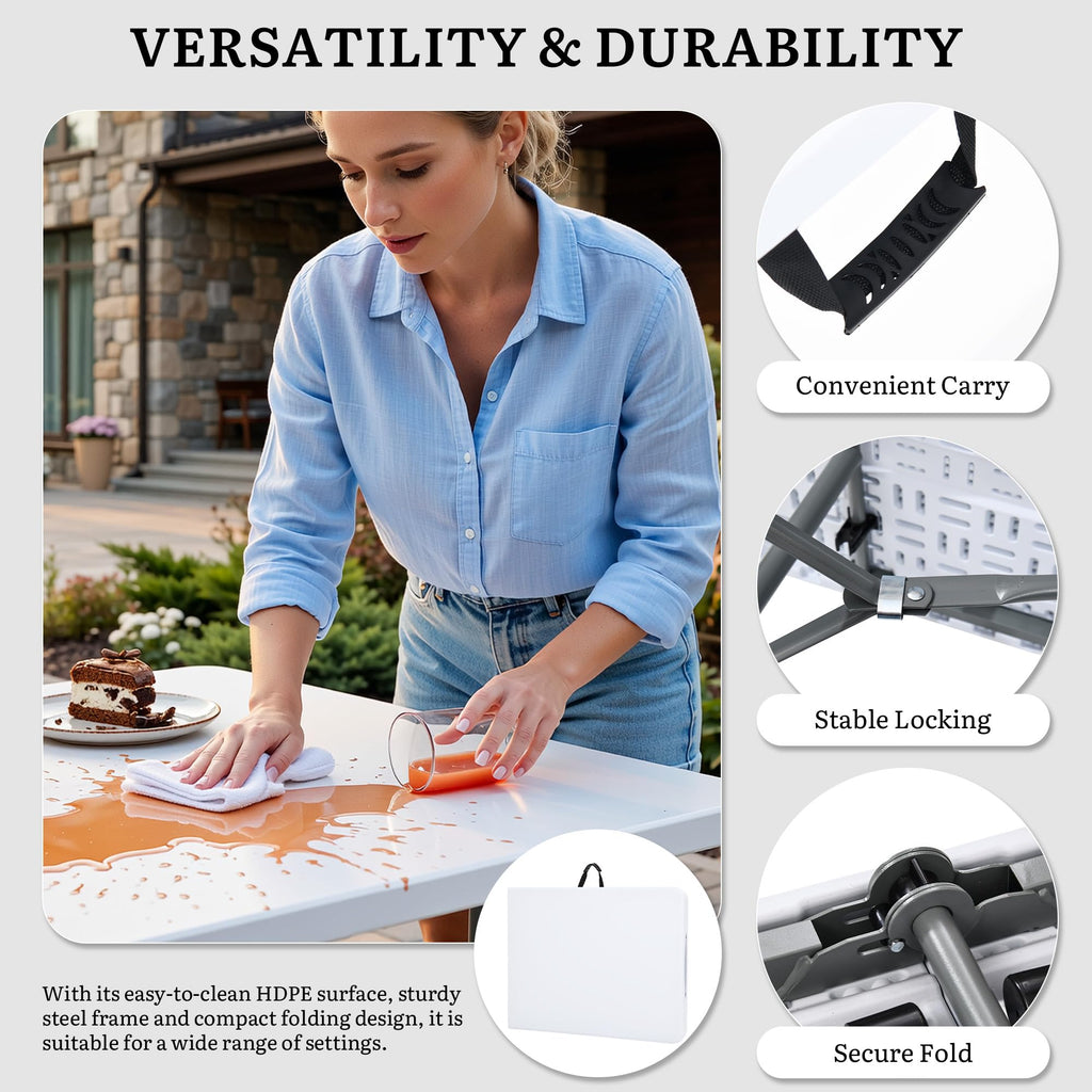 Heavy-Duty 6ft Folding Table with Handle D5202