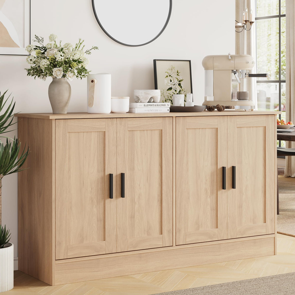 53" Oak Buffet Cabinet with Storage H260957