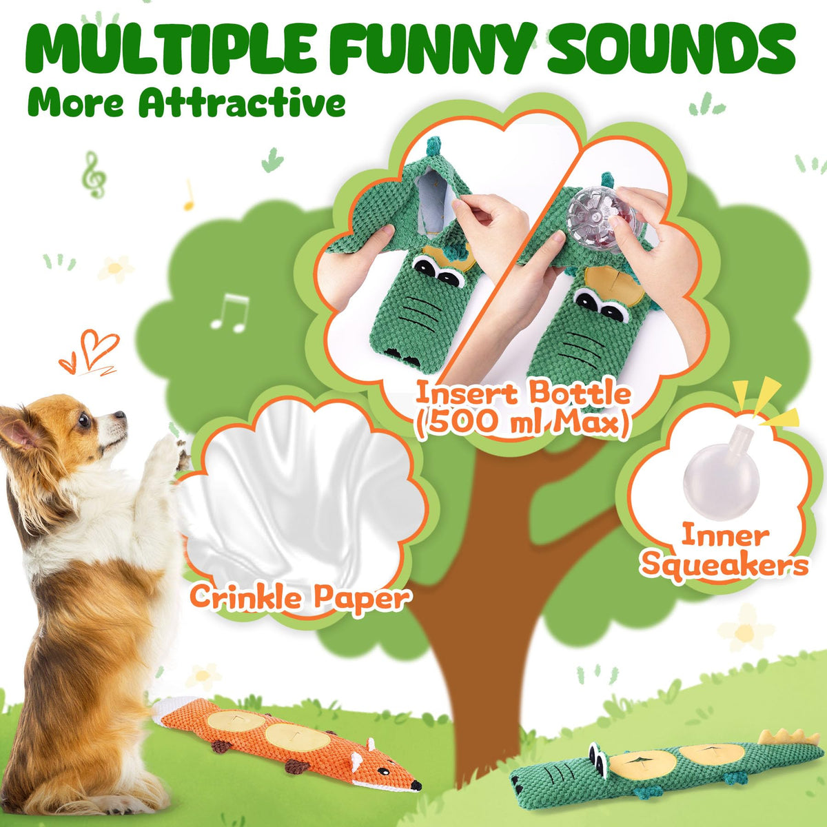 2 Pack No Stuffing Squeaky Dog Toys A154