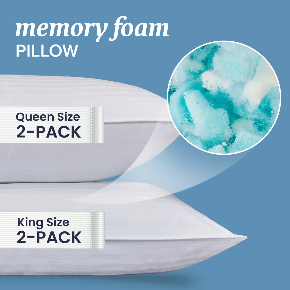 4 King Pillow Set Down Alt Memory Foam H68134