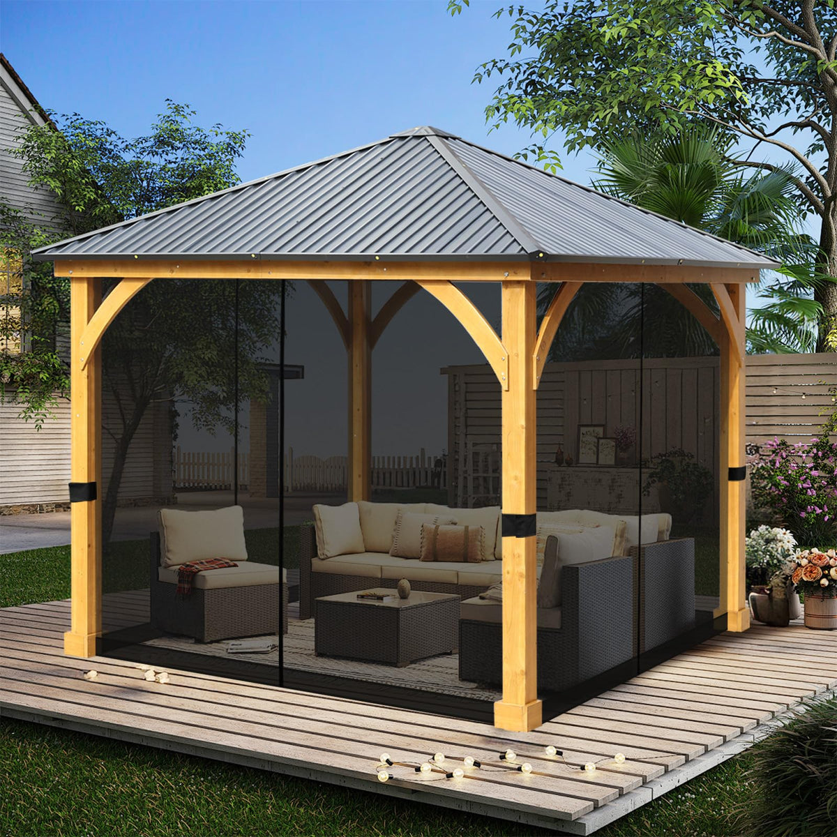 10' x 10' Black Gazebo Netting Screen Replacement X597329