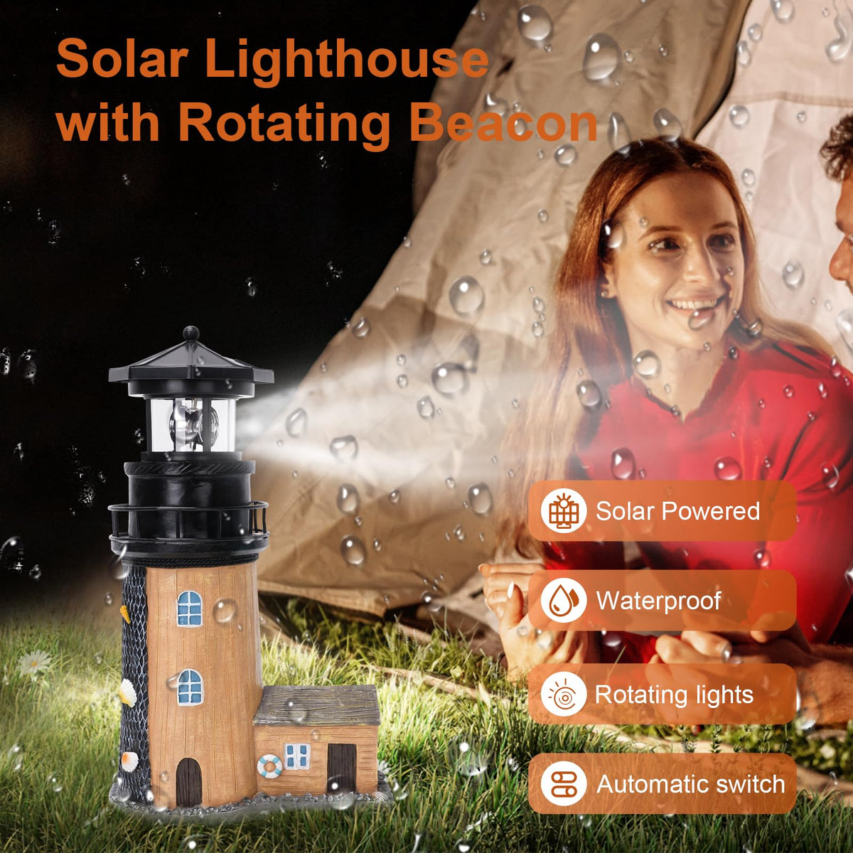Solar Lighthouse with Rotating Beacon V948973