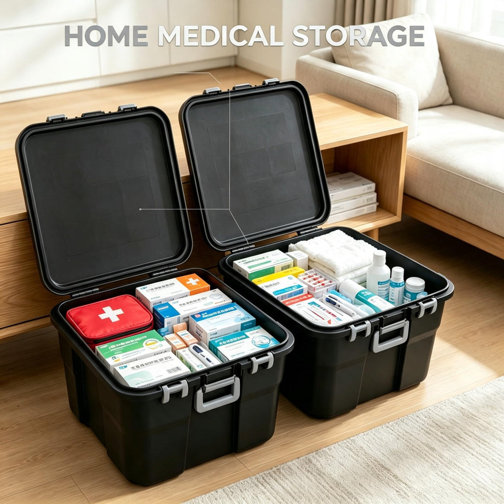 2 Pack 22 Gallon Black Wheeled Lockable Plastic Storage Trunk Q799