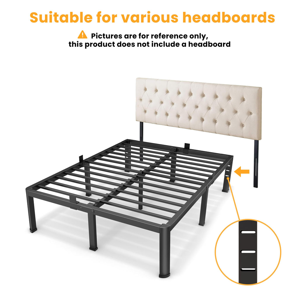 18 Inch Queen Size Metal Platform Bed Frame S3786