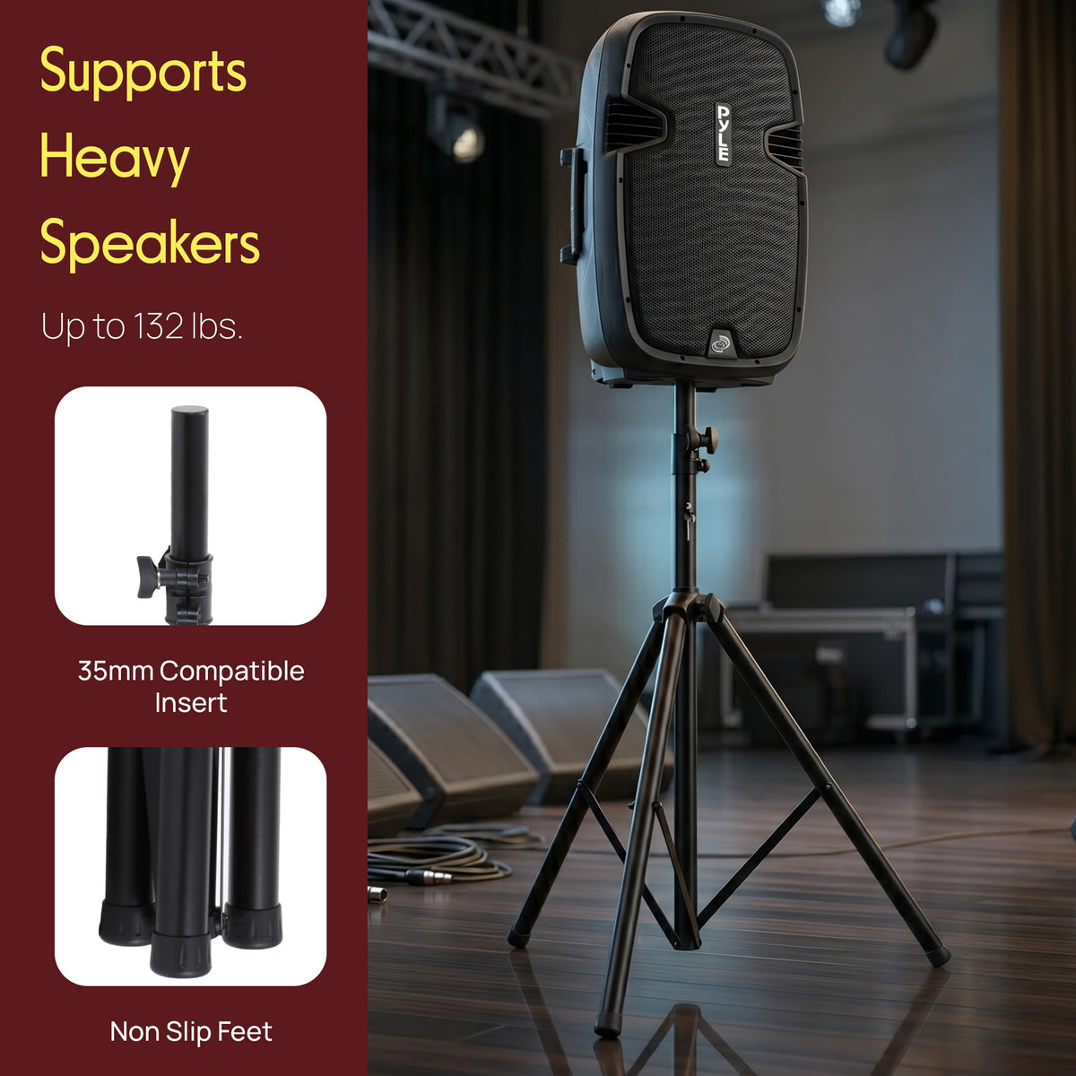 Black Dual Speaker Stand Kit with Storage Bag Q61781