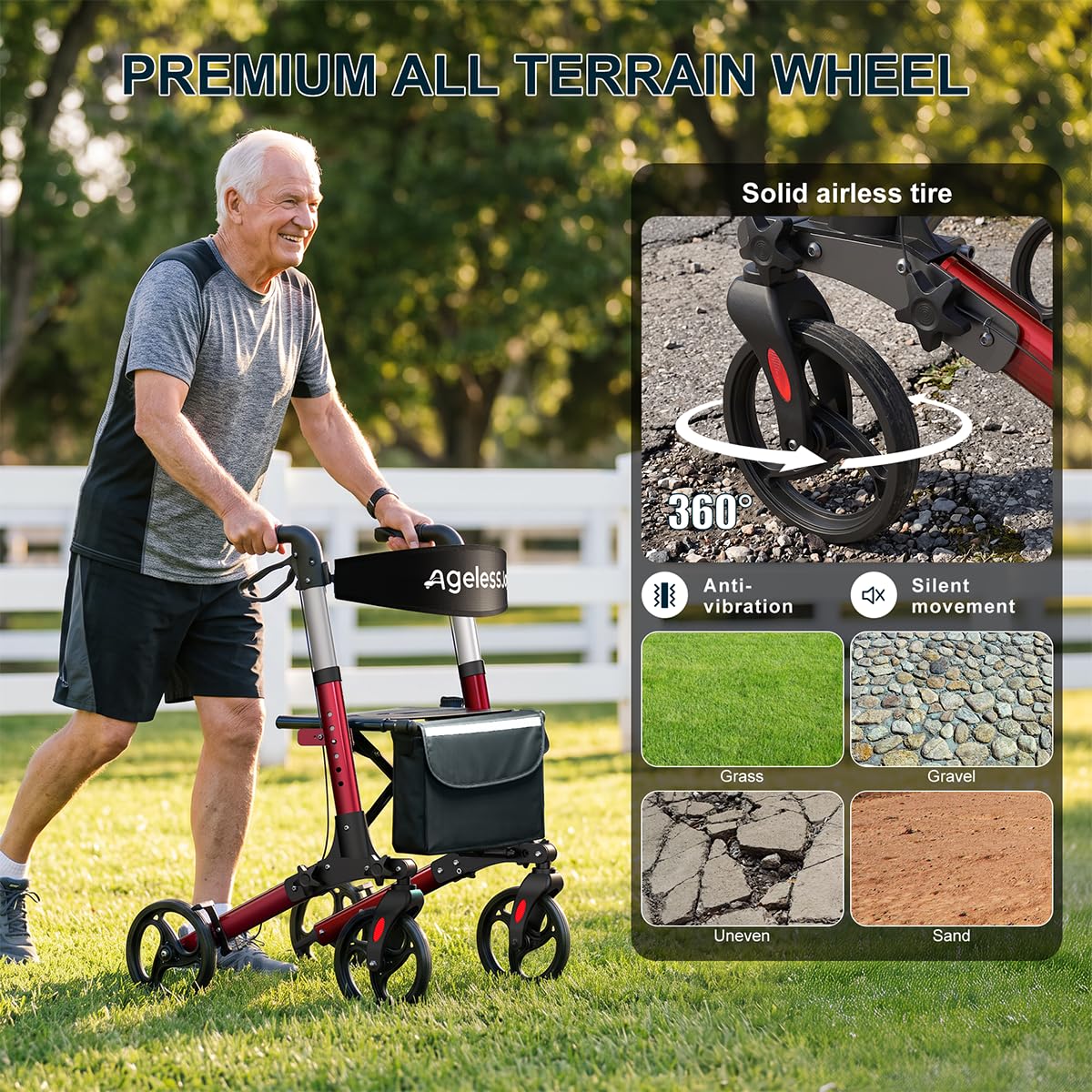 Foldable Rollator Walker with Seat L3186
