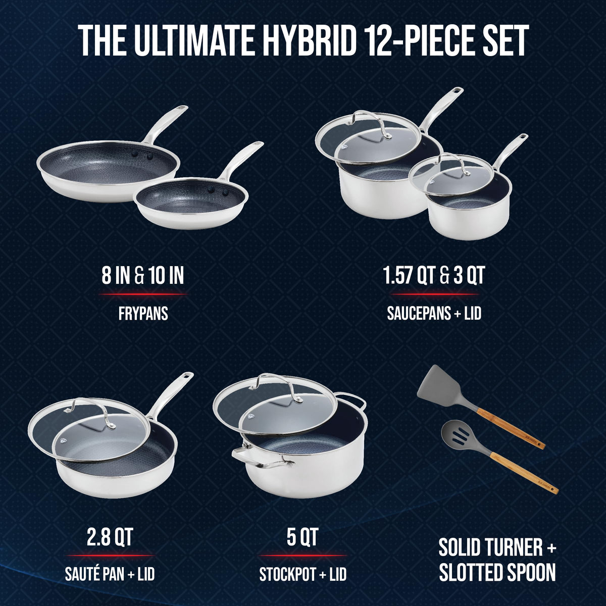 12 Piece Stainless Steel Nonstick Cookware Set B225634
