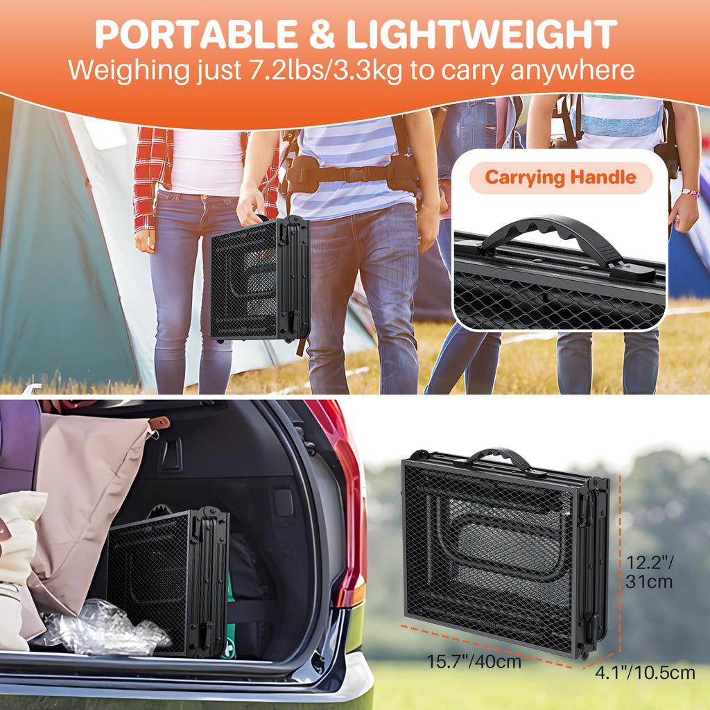 Folding Grill Table 3ft 3 Adjustable Heights Black Y4607