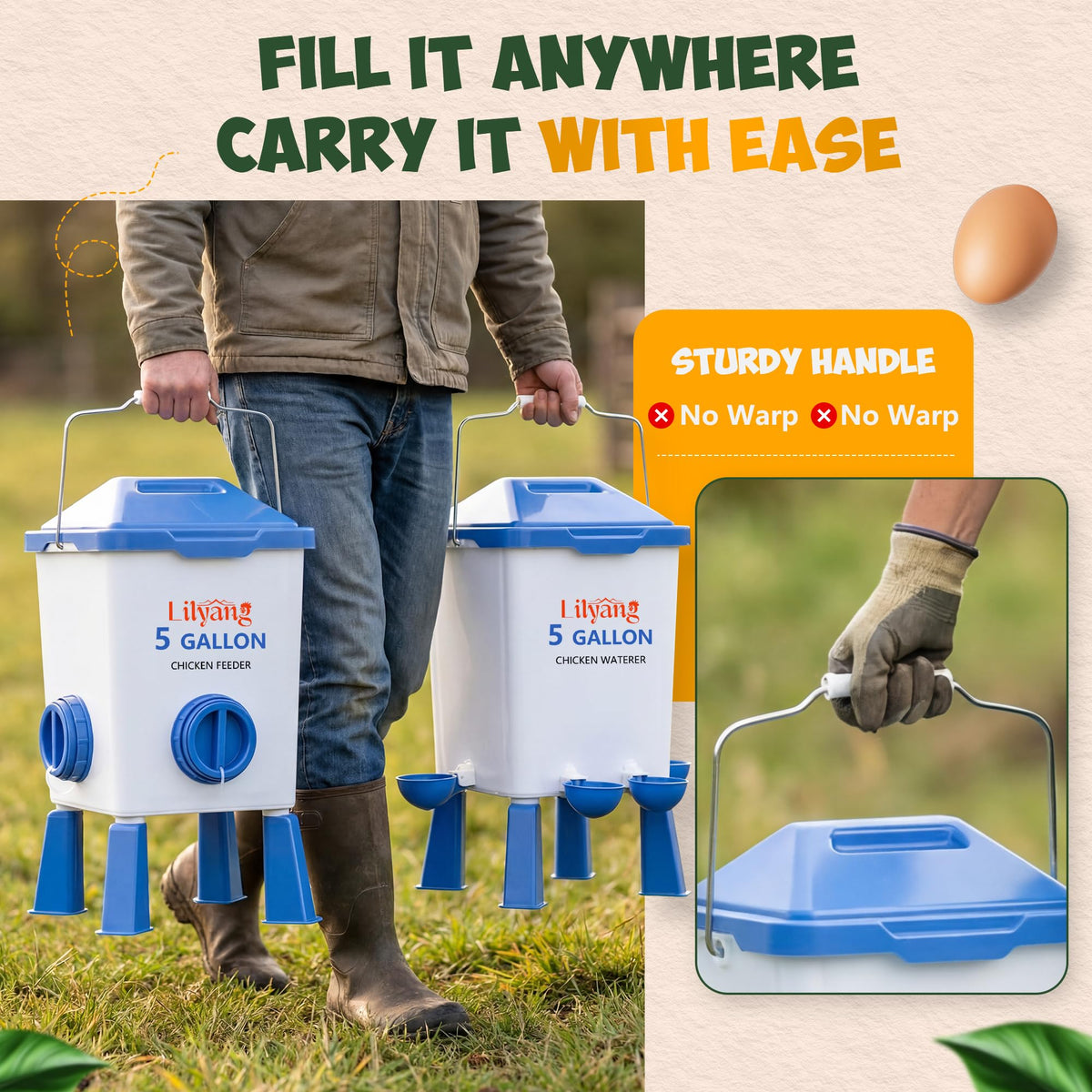 Chicken Feeder and Waterer Set 5 Gallon O402