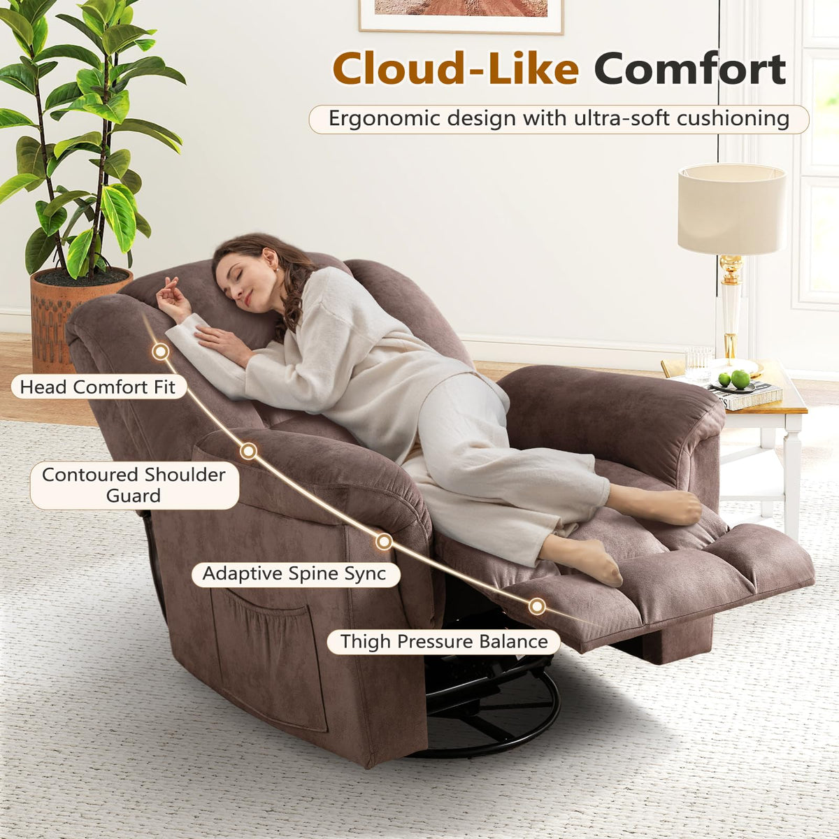 Oversized Manual Swivel Rocker Recliner Chair R3426