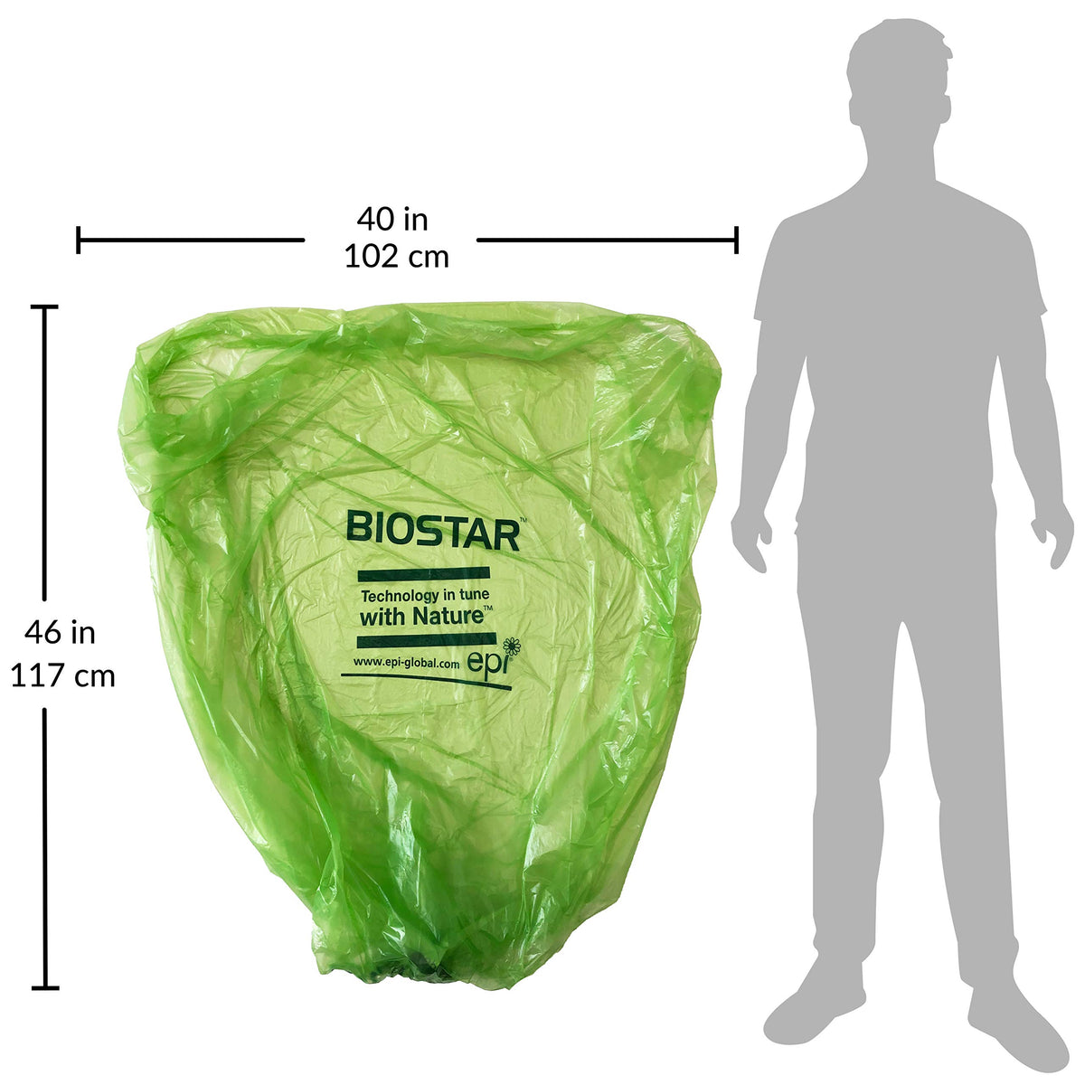 Biodegradable 40-45 Gallon Trash Bags 250 Count Green H293