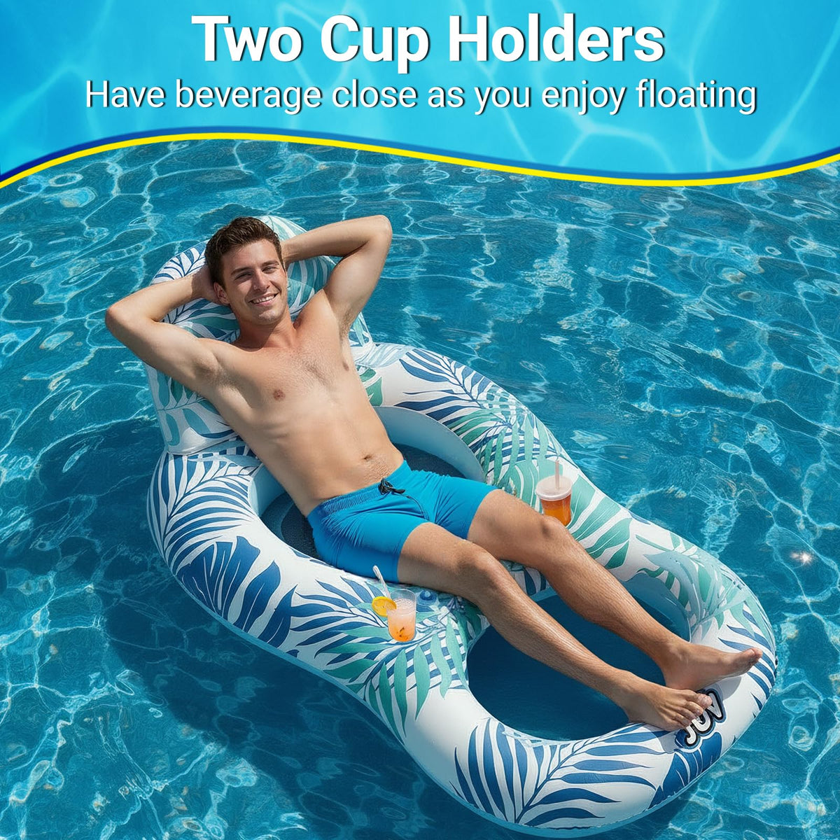 Inflatable Pool Float Chair with Drink Holder X65883