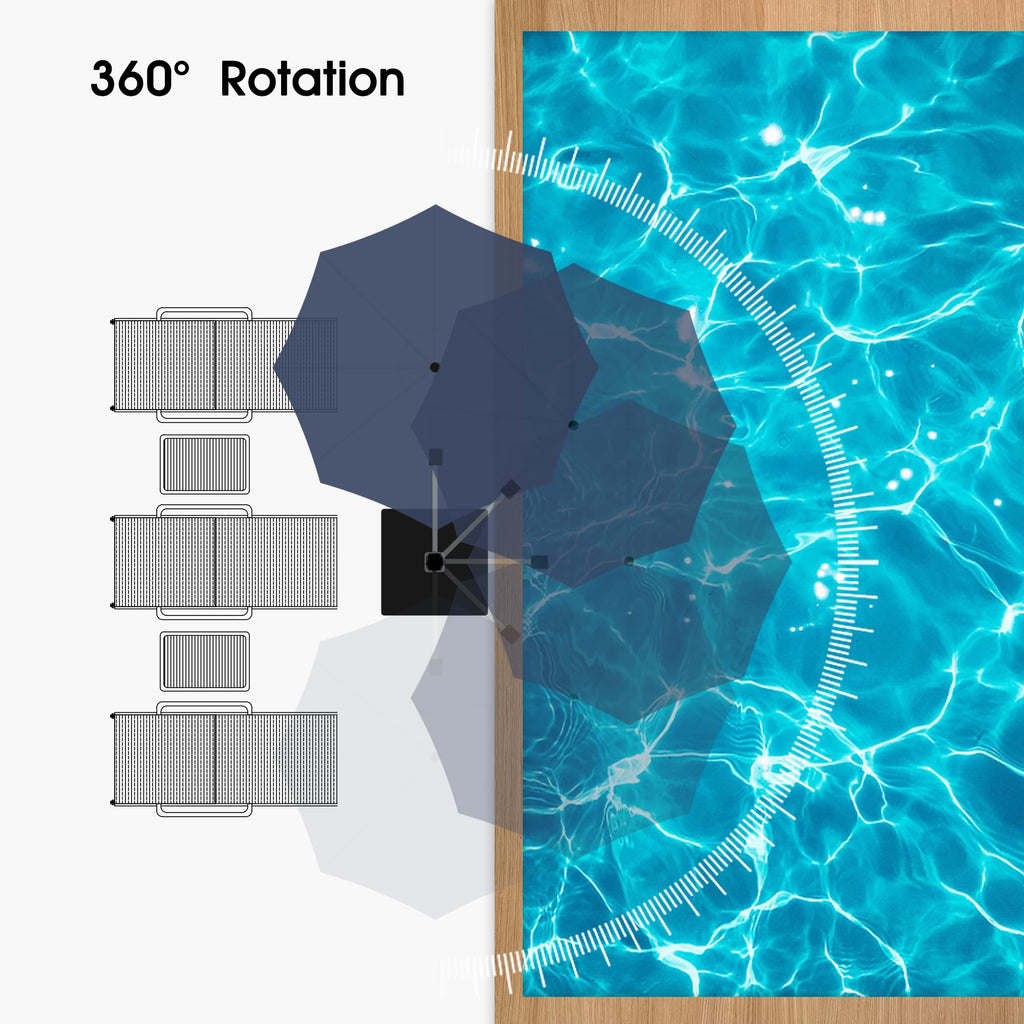 Navy Blue 10 FT Cantilever Patio Umbrella with Base J6986