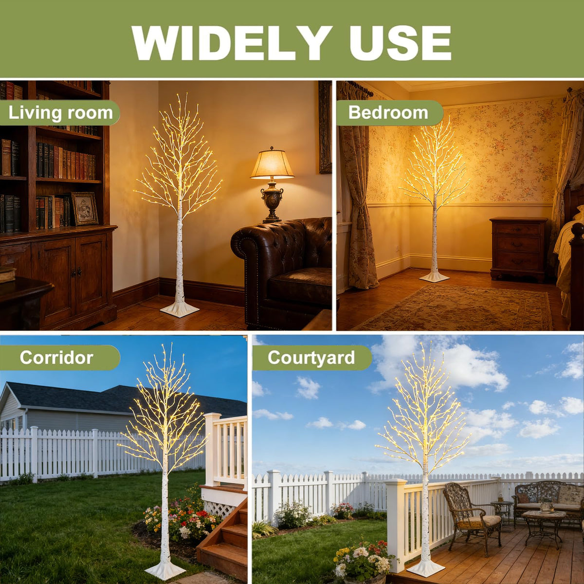 6FT Lighted Birch Tree with 260 LED and Timer B3144