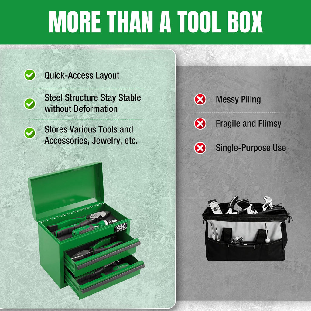 Mini Metal Tool Box with 2 Drawers T316