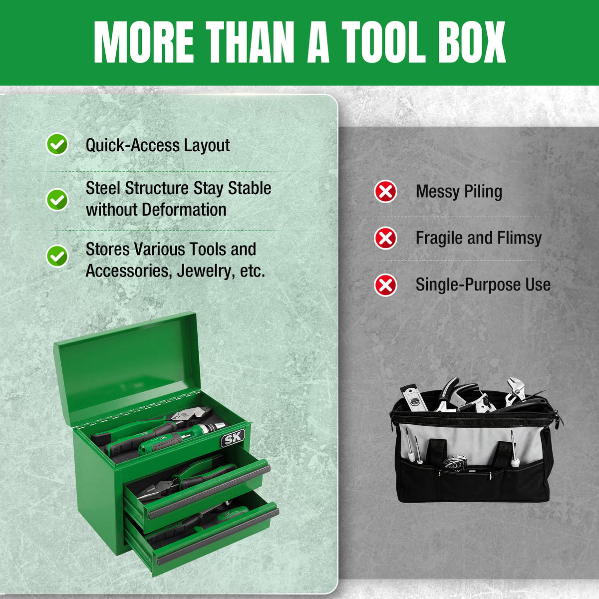 Mini Metal Tool Box with 2 Drawers T316
