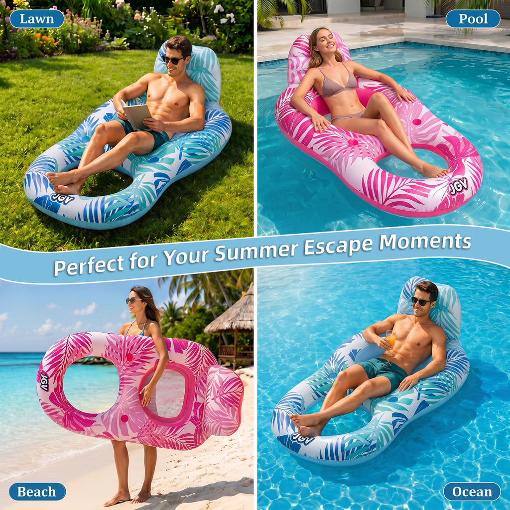 Inflatable Pool Float Chair with Drink Holder X65883