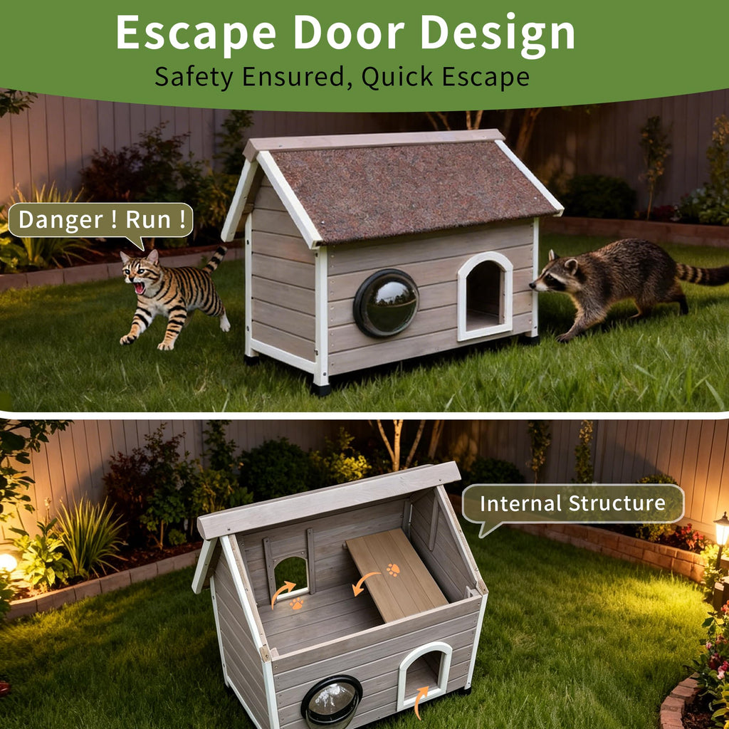 Wooden Elevated Outdoor Cat House H36572