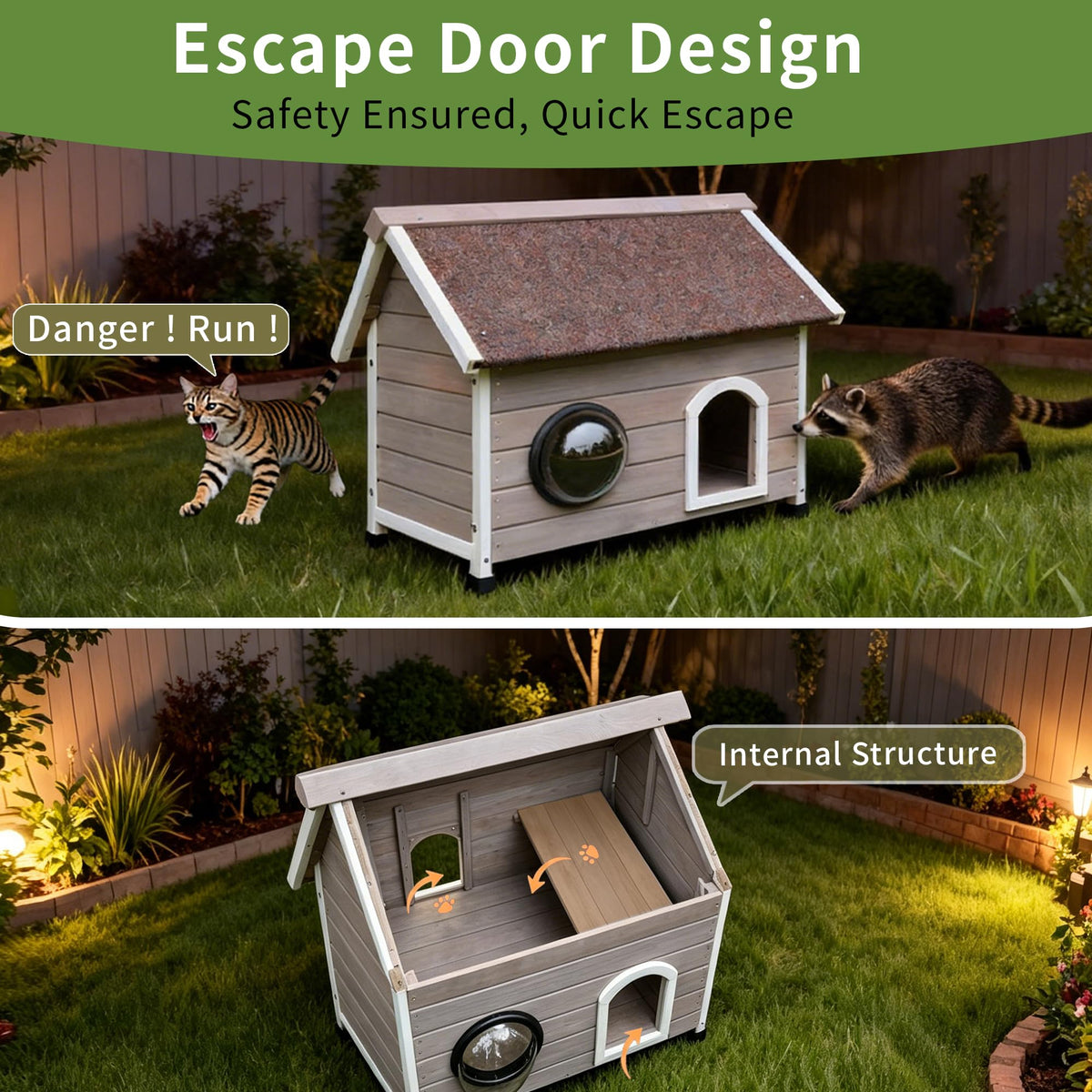 Wooden Elevated Outdoor Cat House H36572