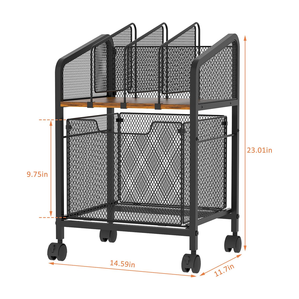 Rolling File Cabinet with Adjustable Dividers and Storage Drawer V26823