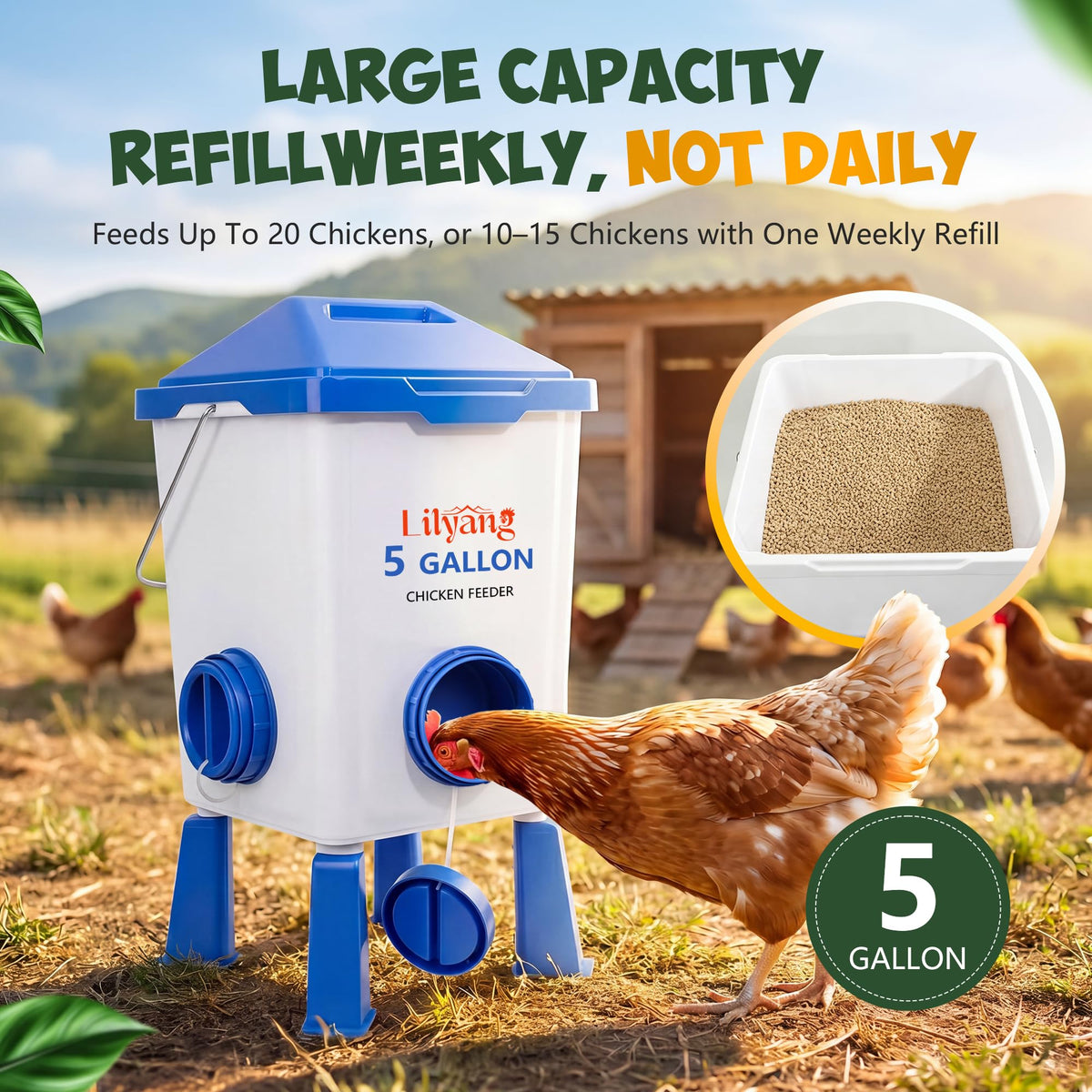 Chicken Feeder and Waterer Set 5 Gallon O402