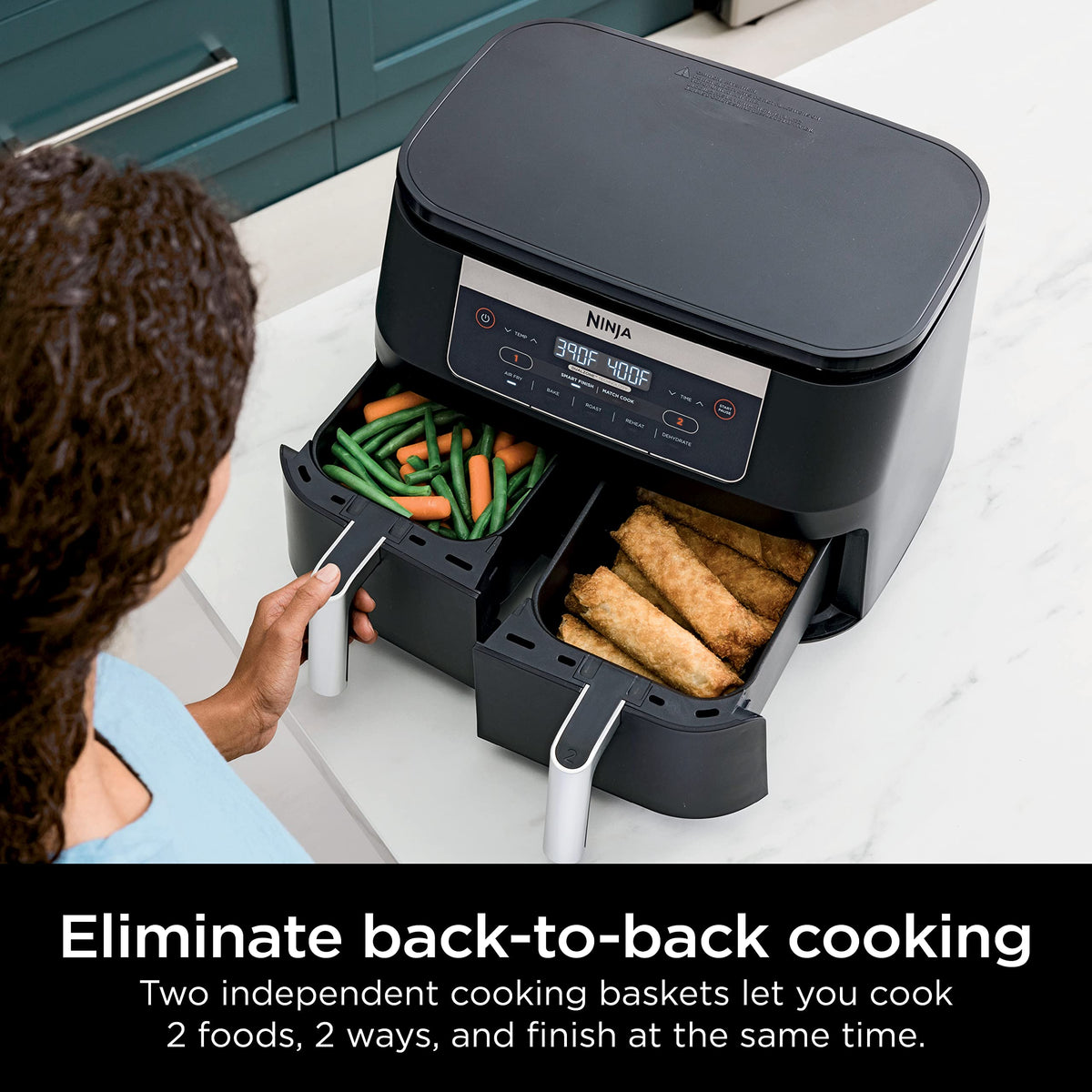 6 Quart 5-in-1 DualZone 2-Basket Air Fryer, Black N522522