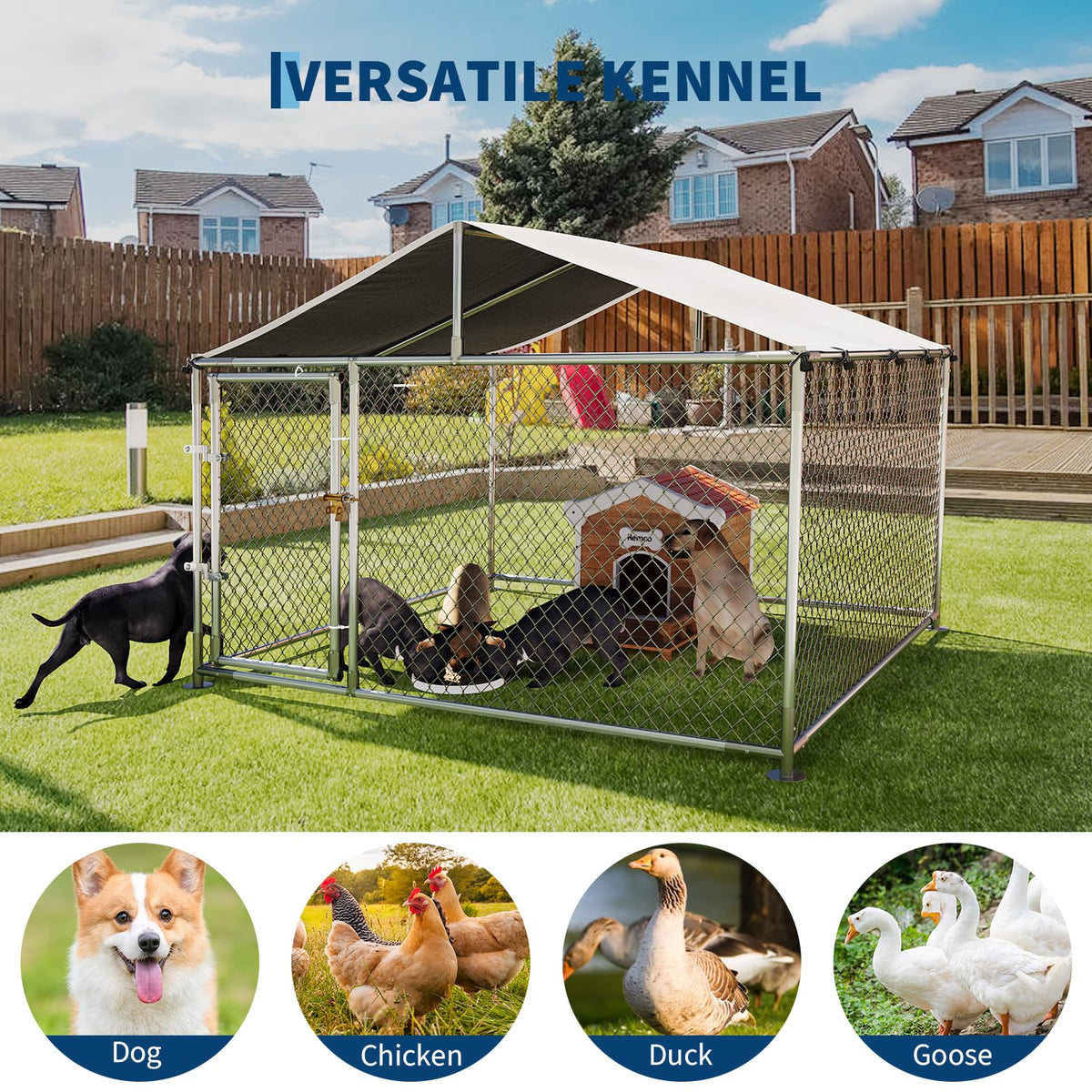 Large Outdoor Dog Kennel with Roof J380